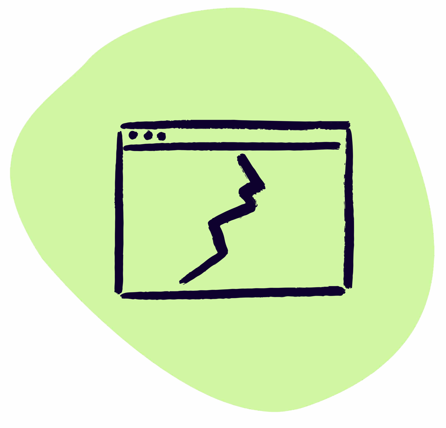 abstract icon of a desktop browser and central upward trend chart line