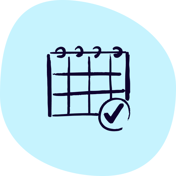 abstract icon of a calendar and tick